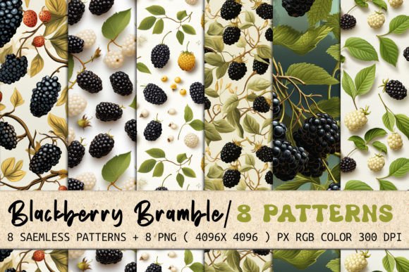 Blackberry Bramble 8 Seamless Patterns: A Versatile Design Resource