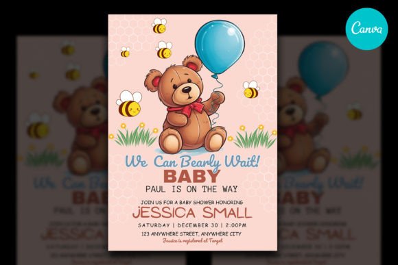 Designing a Whimsical Teddy Bear Baby Shower Invitation with Canva