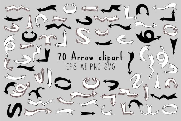 Doodle Thick Arrows Vector Clip Art