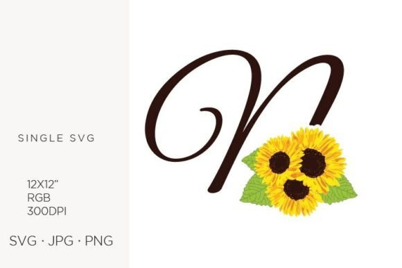 Integrating Sunflowers Letter N SVG Artwork into Professional and Creative Design Projects