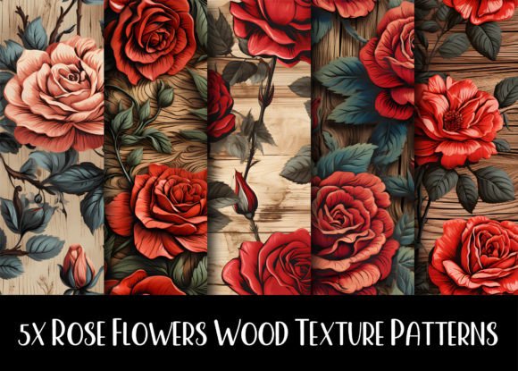 Rose Flowers Wood Texture Patterns: Blending Rustic Charm with Floral Elegance