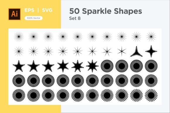 Sparkle Shape Symbol Sign V3-50 -8: Elevating Design with Abstract Vector Glamour