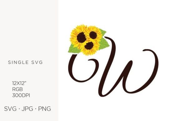 Sunflowers Letter W: A Digital Design Asset